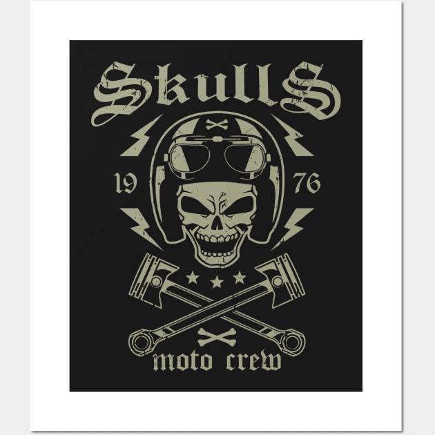 Skulls Moto Crew Wall Art by Durro